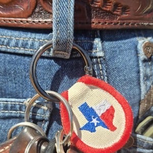 Parche para llavero, llavero, decoración para bolso, decoración para botas, mosquetón con tirador de cremallera, llavero de doble cara, El Gran Estado de Texas