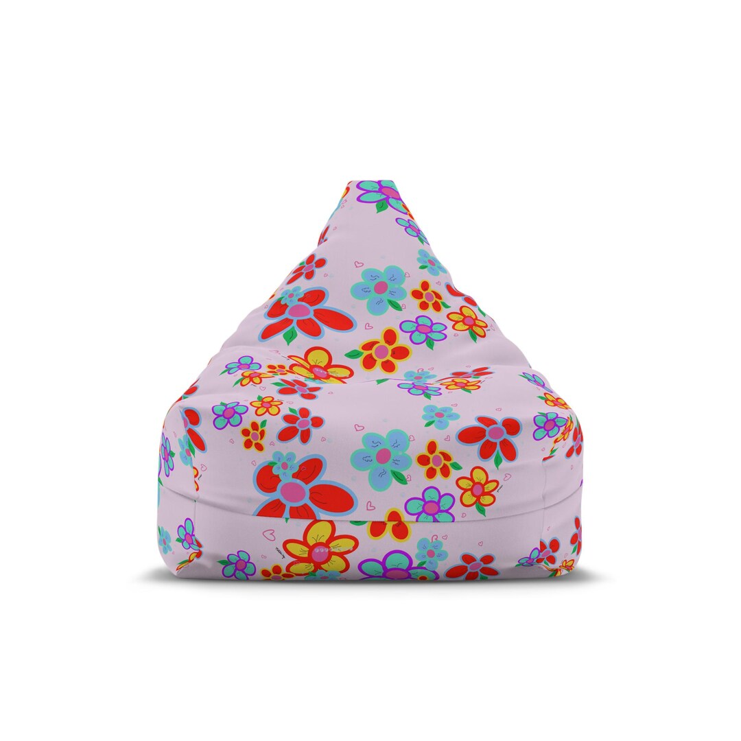 Retro Floral Pattern Bean Bag Chair Cover Pink Flower Print