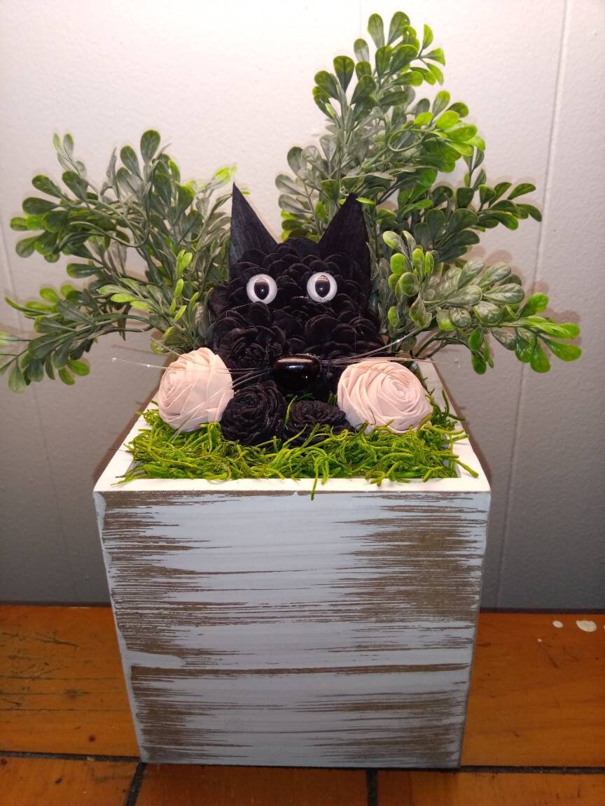 Cat Flower Arrangement Gift Etsy