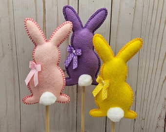 3 Tall Standing Felt Bunnies, Easter Decor, Easter Bunny, Spring Decor, Shelf, Desk, Mantel, Home Decor