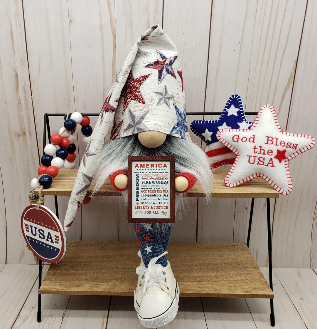 4th of July Gnome, USA Independence Day, Patriotic Gnome, Mantel Desk ...
