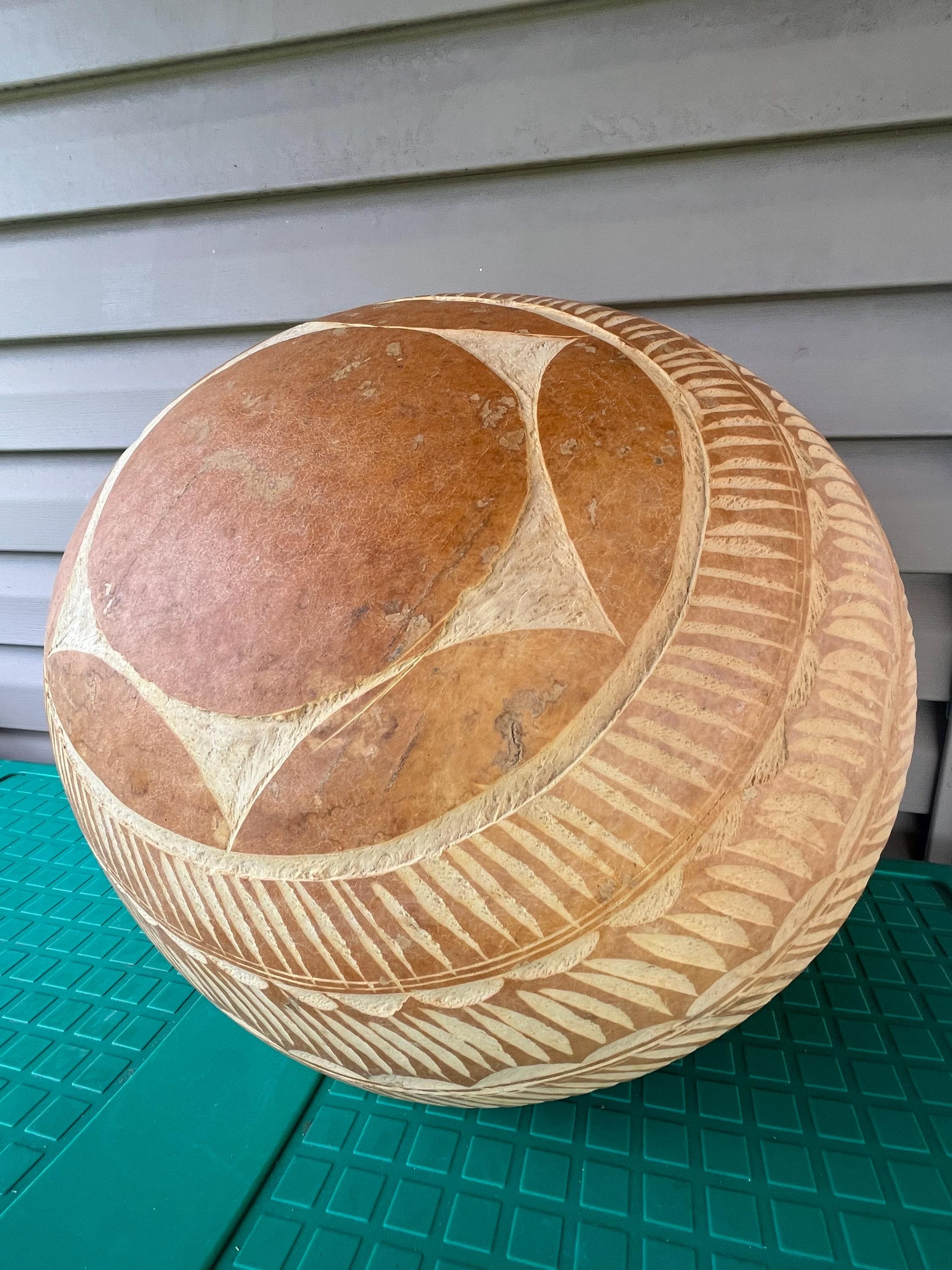 Handmade Extra Large Calabash Bowl: West African Serving & Decor