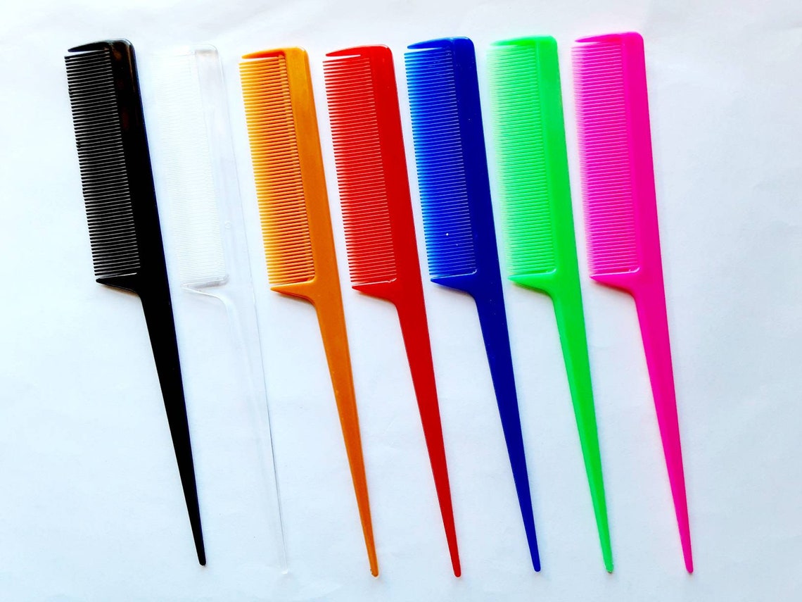 Plastic Rat Tail Combs Assorted colors 12 pieces per pack Etsy