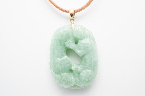 Vintage Gumps Jade Gold Pendant - Retro MCM Jewelr
