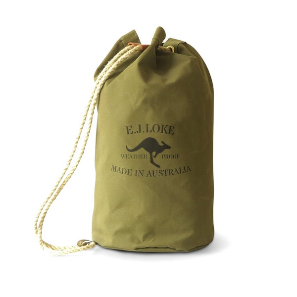 Sac Ditty en toile - sac de sport traditionnel. Fabriqué à la main en Australie à partir de toile cirée. Personnalisable avec vos initiales ou votre nom