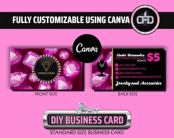 Pink Diamond Personalized Jewelry Business Card, Jewelry Seller Business Card, Independent Jewelry Shop Business Card, DIY Business Card