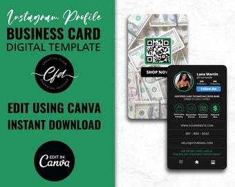 Money Instagram Profile Business Card Template, DIY IG Business Card, Instagram Profile Business Card, Social Media Business Card