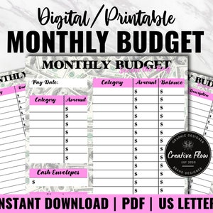 Cute Printable Monthly Budget Template, Printable Monthly Budget ...
