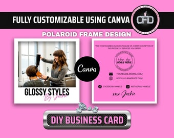 DIY Polaroid Frame Business Card, Makeup Artist Business Card, Hair Stylist Business Card, Beauty Salon Business Card, Canva Business Card
