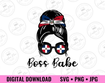 Boss Babe Dominican Republic Clipart SVG Image, Boss Babe Dominican Republic Flag Clipart PNG, Digital Dominican Boss Babe Clipart File
