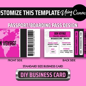 DIY Bordkarte Visitenkarte Vorlage, bearbeitbare Visitenkarte für Reisebüros, Canva Visitenkarte Vorlage, druckbare Visitenkarten, Canva