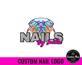 Hand Drawn Nail Technician Logo, Nail Tech Logo, Hand Drawn Logo Design, Cute Nail Logo, Custom Nail Tech Logo, Glitter Nail Tech Logo