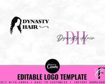 DIY Hair Logo Designs, Editable Hair Stylist Logo, Hair Salon Logo, Customizable Hair Logo, Canva Hair Logo Template, Hair Logo