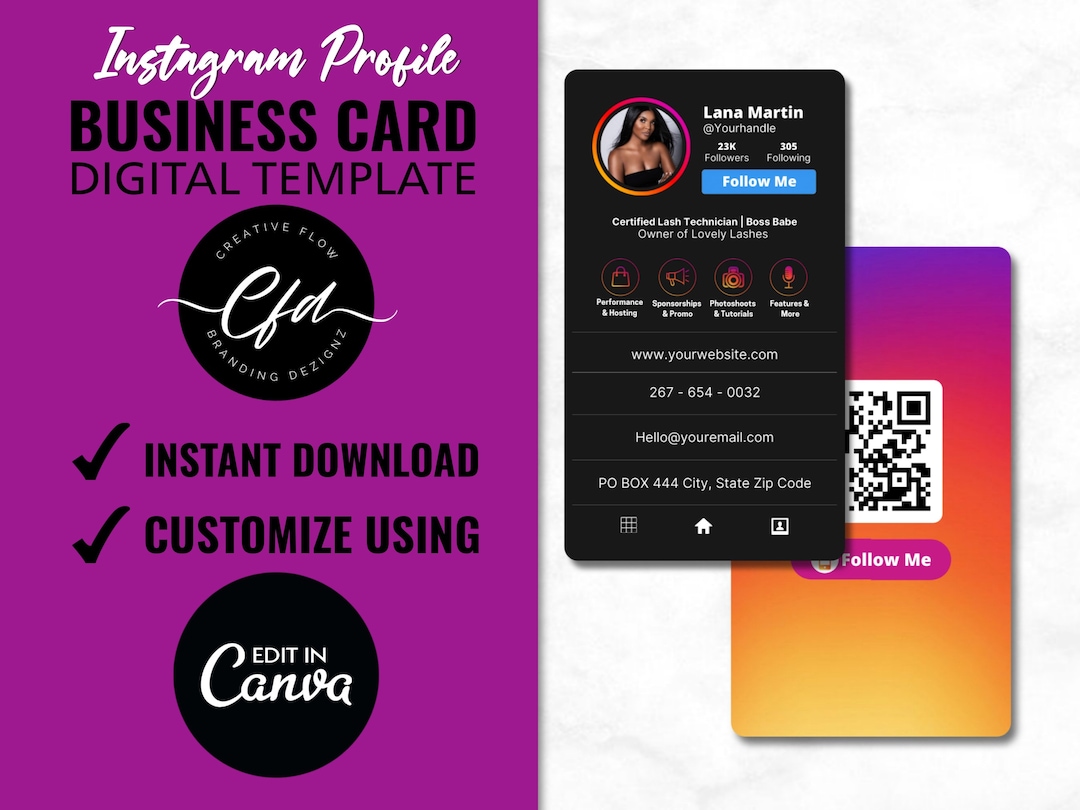 Instagram Profile Business Card Design, IG Profile Business Card