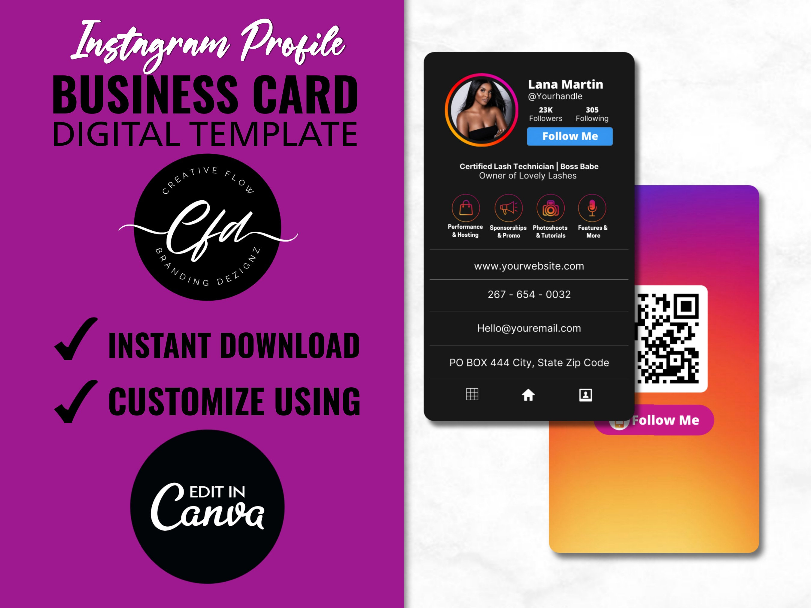 Instagram Profile Business Card Design, IG Profile Business Card