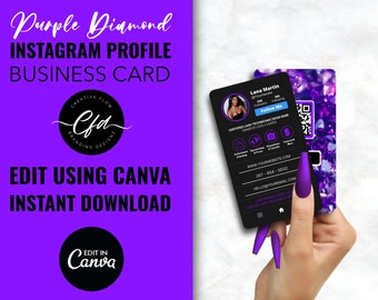 Editable Instagram Profile Business Card, Customizable IG Profile Business Card, Canva Social Media Profile Business Card Design