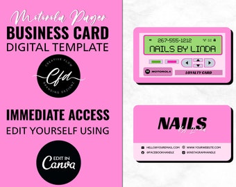 Motorola Pager Business Card Design, Beeper Business Card, DIY Business Cards, Editable Business Cards, Canva Business Card, Unique Design