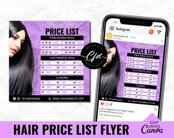 Purple Money Hair Price List Flyer, DIY Purple and Black Hair Price List IG Flyer, Hair Price List Social Media Flyer, Hair Price List Flyer