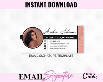 Rose Gold and Black DIY Email Signature Template Bundle, Stylish Editable Email Signature Template, Professional Email Template Bundle,