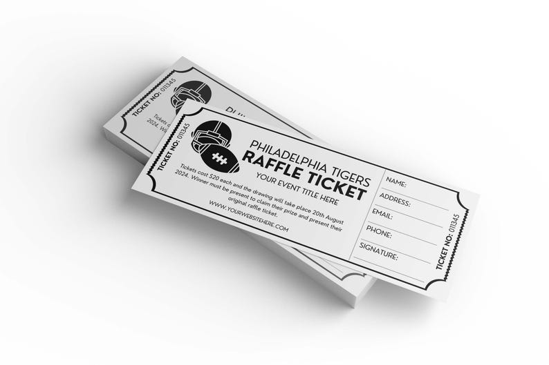 Personal Raffle Tickets Editable Raffle Event Ticket Template, Sports Custom DIY Surprise ...