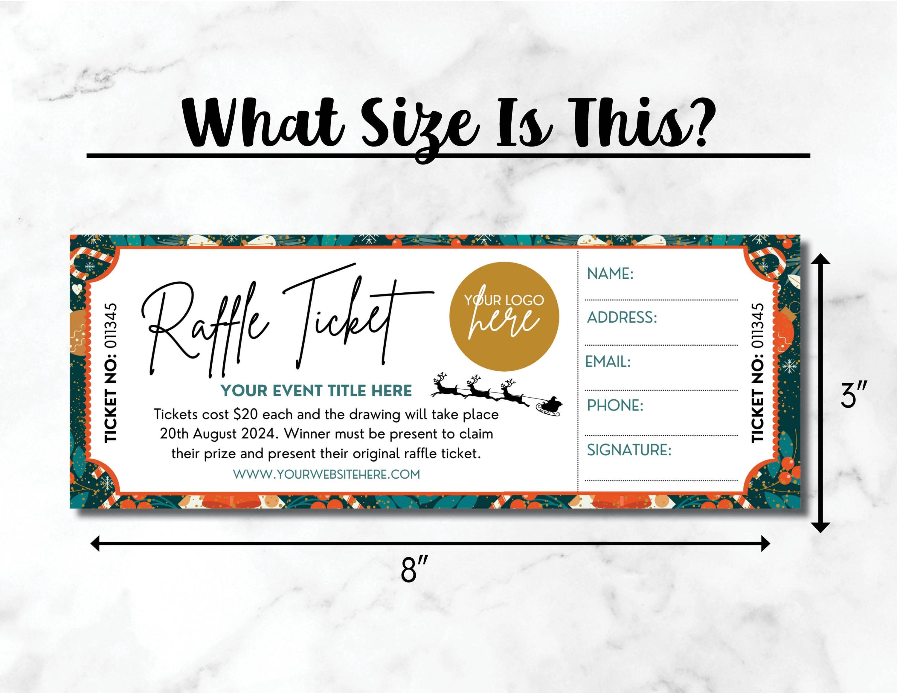 Suprise Raffles Editable Raffle Event Ticket Template, Christmas Custom DIY Surprise ...