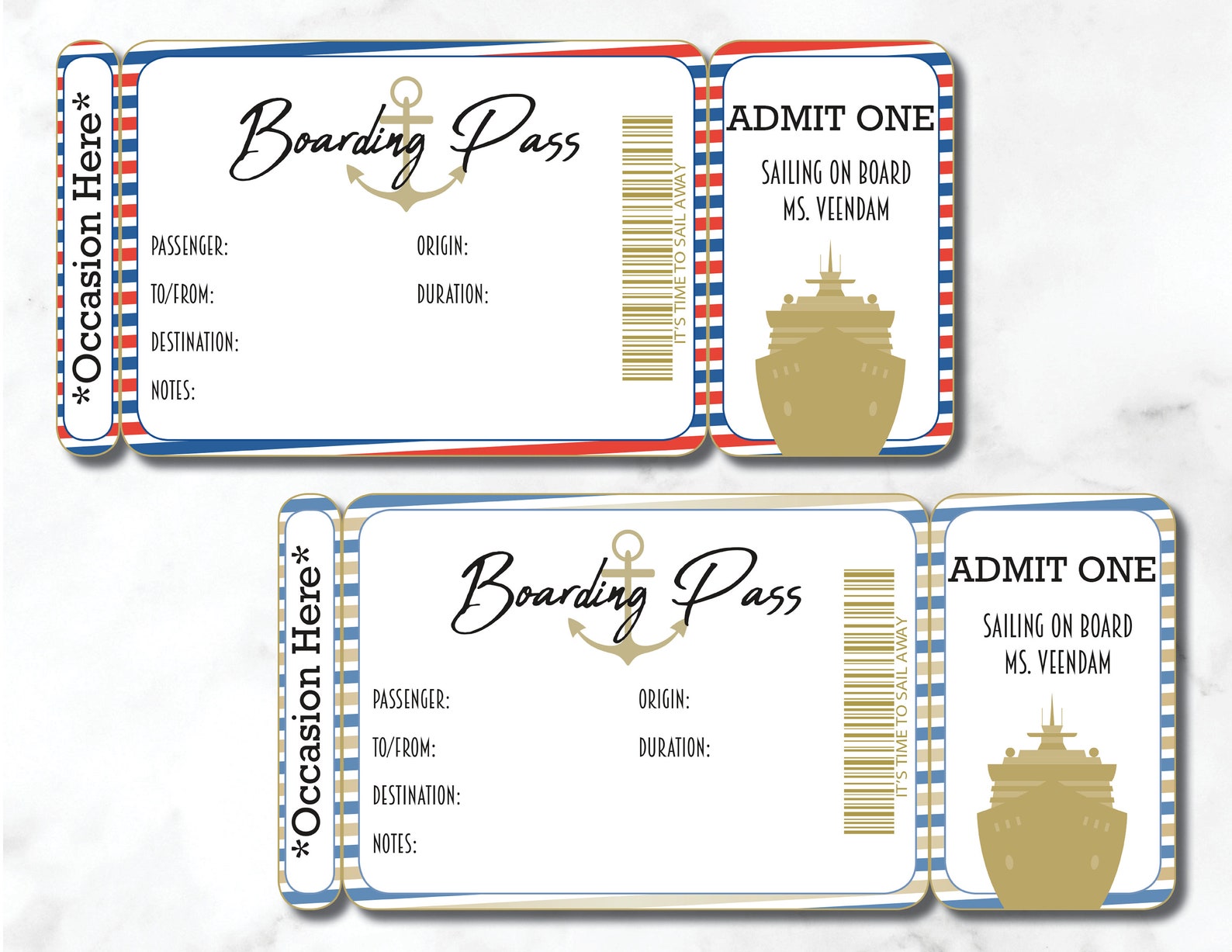 Printable Cruise Boarding Pass Editable Cruise Ticket Etsy