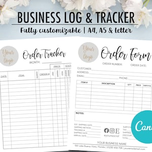 Editable Custom Order Form & Tracker Template, Printable Purchase Order Form, Small Business Canva Template