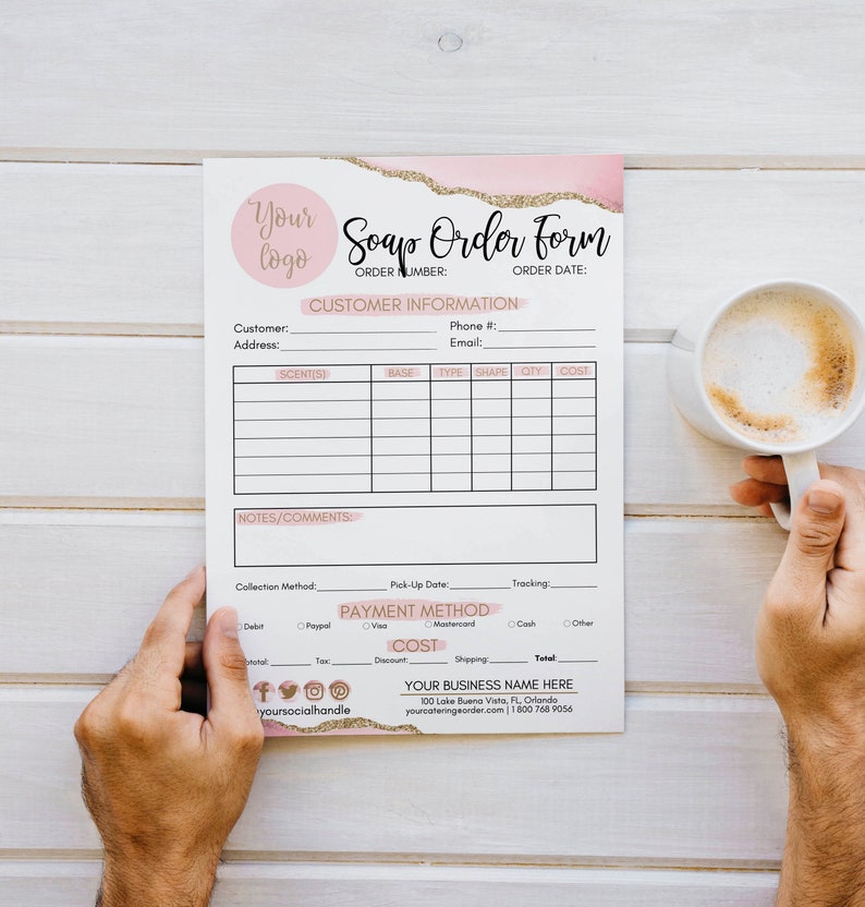 Pink Editable Soap Sales Craft Order Form Custom Template, Printable ...
