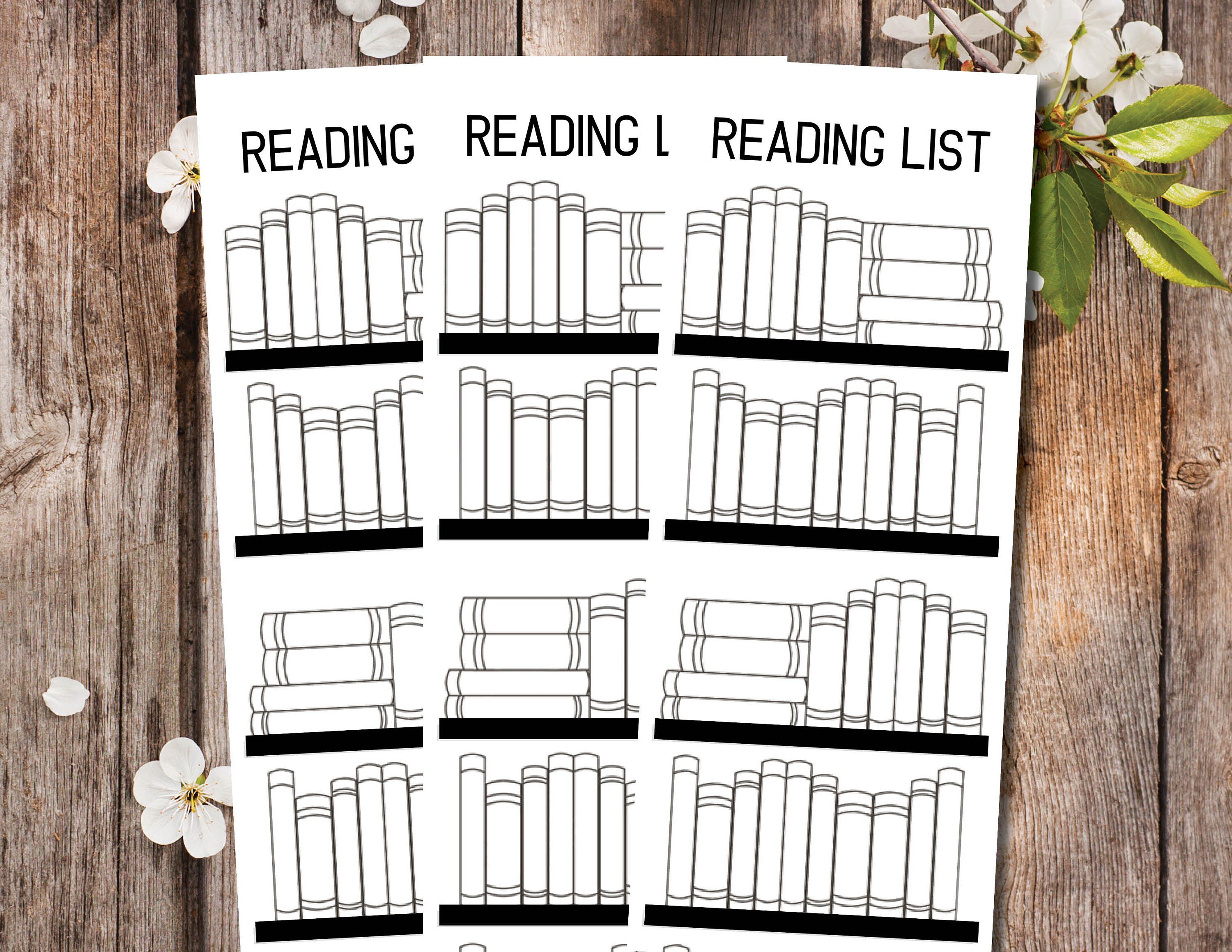 Printable Bookshelf Reading Log Tracker Library Bookmark, Library Card ...