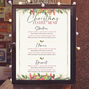 Editable Christmas Day Restaurant Cafe Food Menu Template, Christmas