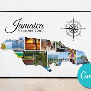 Jamaika Custom Foto Collage Geschenk Karte, Jamaika Ziel Urlaub Collage Urlaub Geschenk Poster Drucken