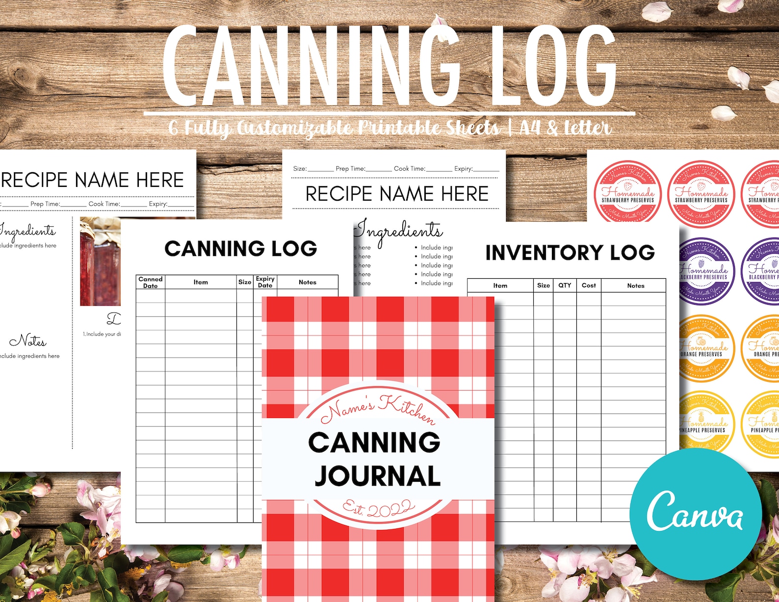 Editable Home Canning Journal Planning Preserve Log Food Etsy