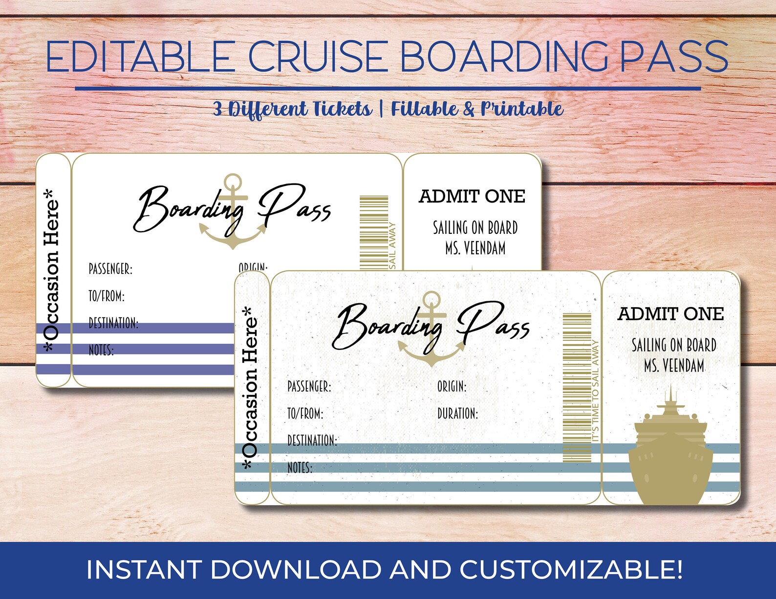Printable Cruise Boarding Pass Editable Cruise Ticket Cruise | Etsy