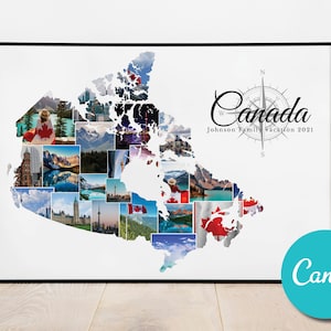 Cadeau personnalisé de collage de photos du Canada, anniversaire de mariage personnalisé du Canada, cadeau de photo de collage modifiable de vacances du Canada