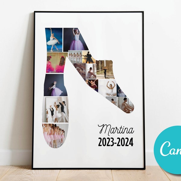 Ballerina Ballet Shoes Photo Collage For Wall Art Gift Ideas, Editable Custom Photo Ballet Shoes Collage, Ballet Decor, Gift For Dancers