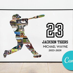 Custom Baseball Sport Photo Collage Player Senior Poster Gift For Coach, Baseball Lovers Team Gift, Personalized Baseball Players Gift