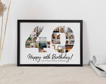 カスタム 40 歳の誕生日写真コラージュ ギフト アート ポスター