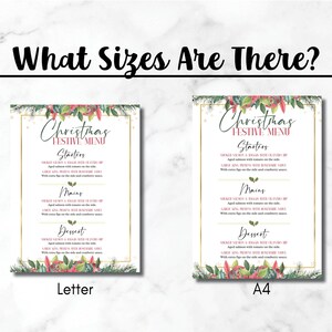 Editable Christmas Day Restaurant Cafe Food Menu Template, Christmas