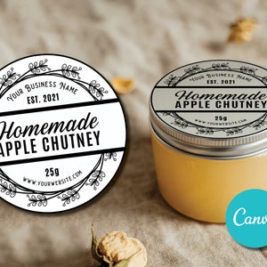Editable Canning Jam Jar Preserve Labels, Mason Jar Printable DIY Honey Label, Printable DIY Jar Label, Editable Canning Label, Lid Sticker