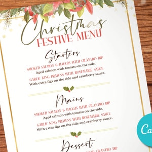 Editable Christmas Day Restaurant Cafe Food Menu Template, Christmas