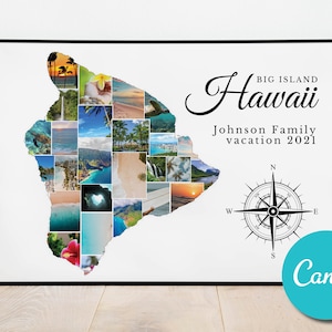 Hawaii Custom Photo Collage Gift, Oahu Vacation Collage Holiday Gift Poster Print