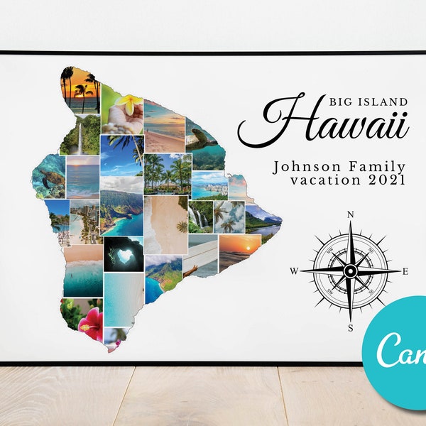 Cadeau de Collage Photo personnalisé Hawaii, Oahu vacances Collage vacances cadeau affiche impression