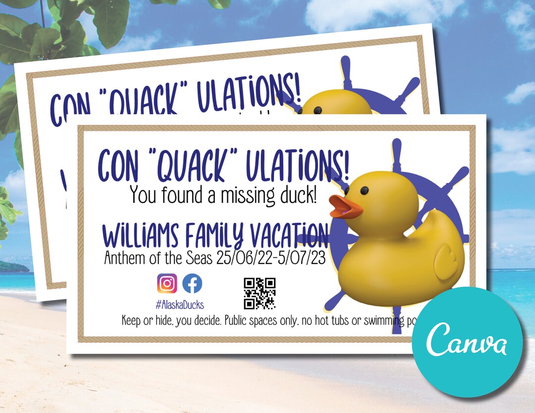 Editable Cruise Rubber Duck Tags, Custom Cruising Rubber Duck Tags ...