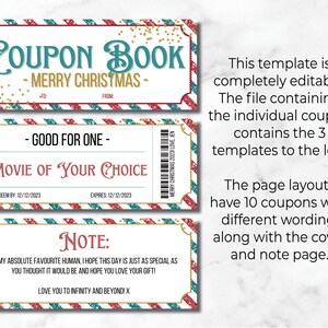 Editable Christmas Voucher Coupons Gift Holiday Book Template, Custom ...