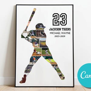 Custom Baseball Sport Photo Collage Player Senior Poster Gift For Coach, Baseball Lovers Team Gift, Personalized Baseball Players Gift