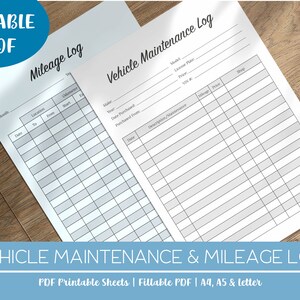 Car Maintenance Log, Mileage Log Tracker, Auto Repairs Tracker, Vehicle Maintenance Mileage Log