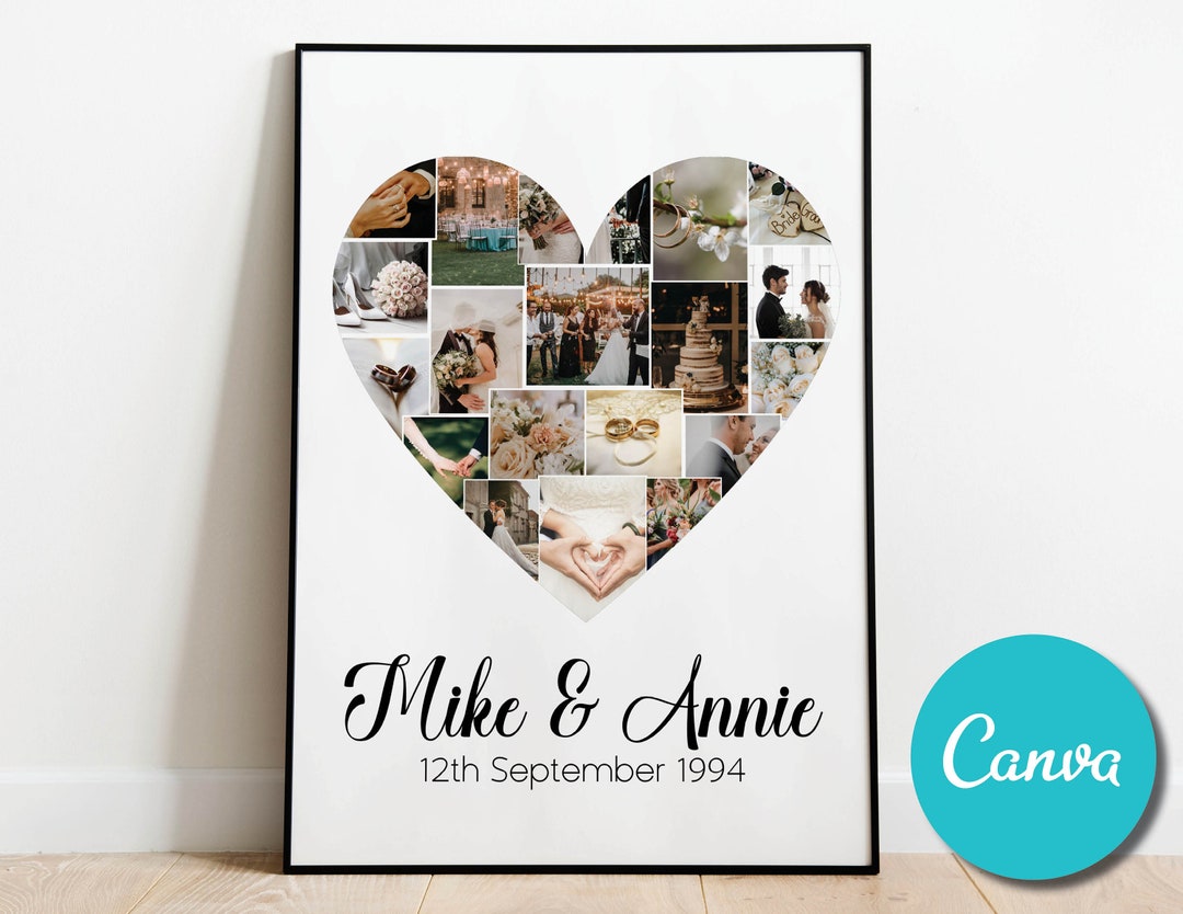 Custom Editable Heart Love Shape Photo Collage Gift Etsy