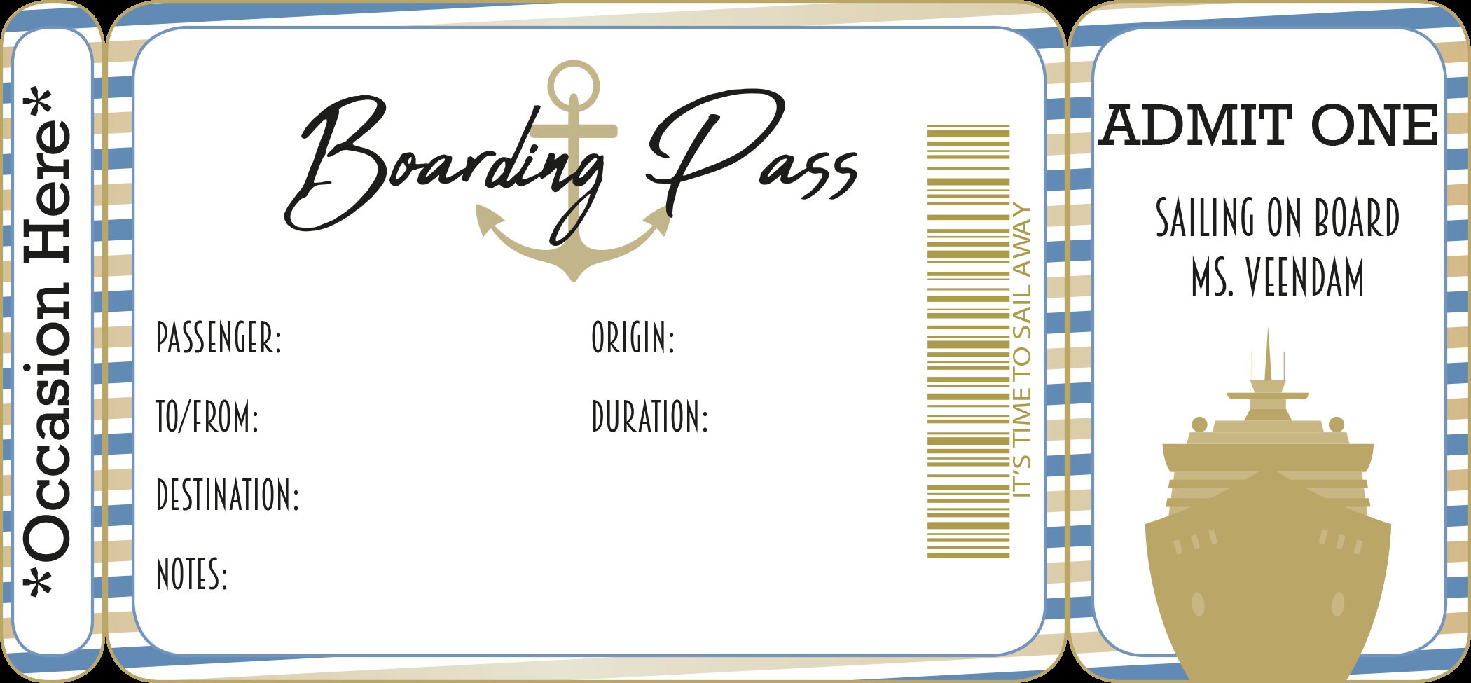 Cruise Boarding Pass Template Printable