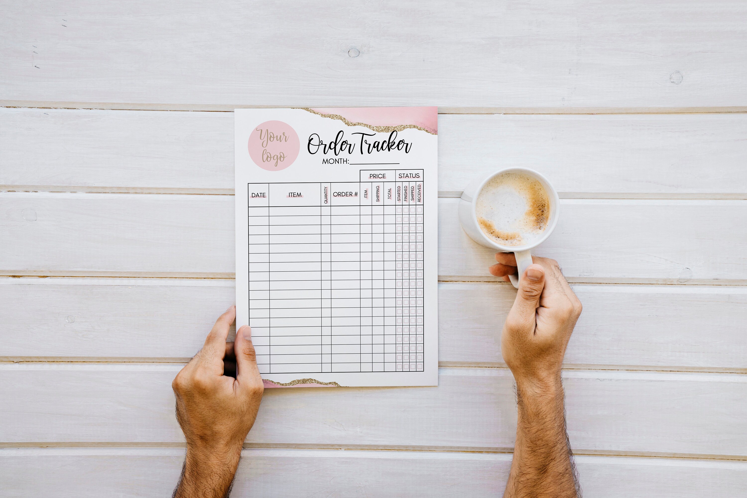 Pink Editable Order Form Custom Template, Printable Purchase Order Form ...