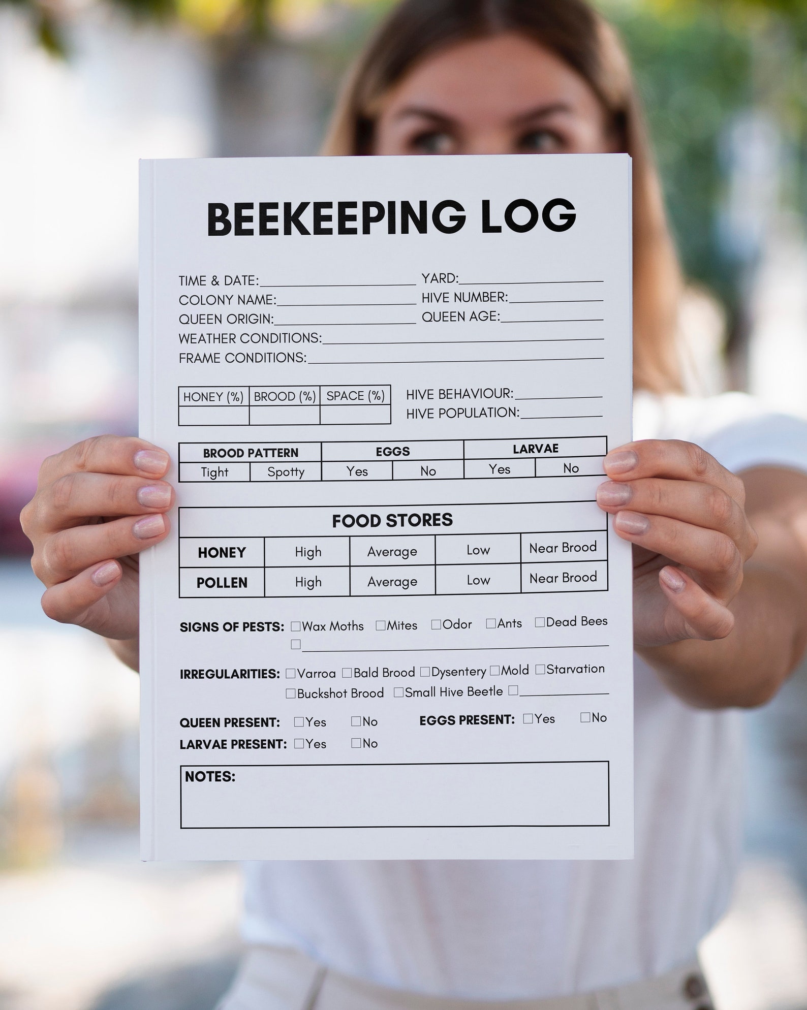 Beekeeping Log Book Template, Beekeeping Inspection Checklist, Beehive ...